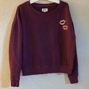 Pact dark purple organic cotton Sweatshirt with Lip Design S